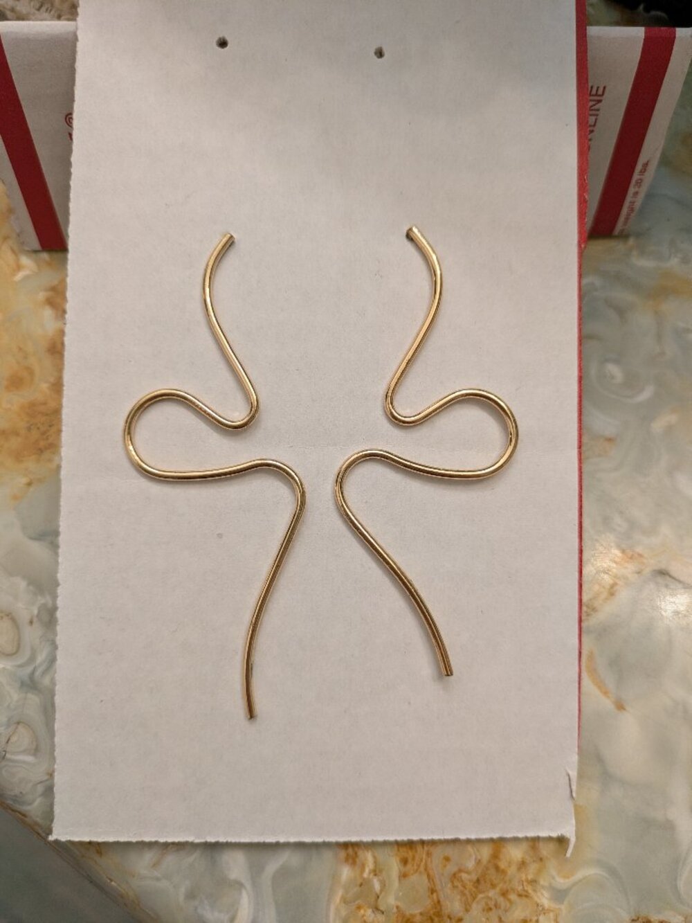 Delicate Dainty Gold Rope Tassel String Style Twisty Stud Earrings Metal Swirl